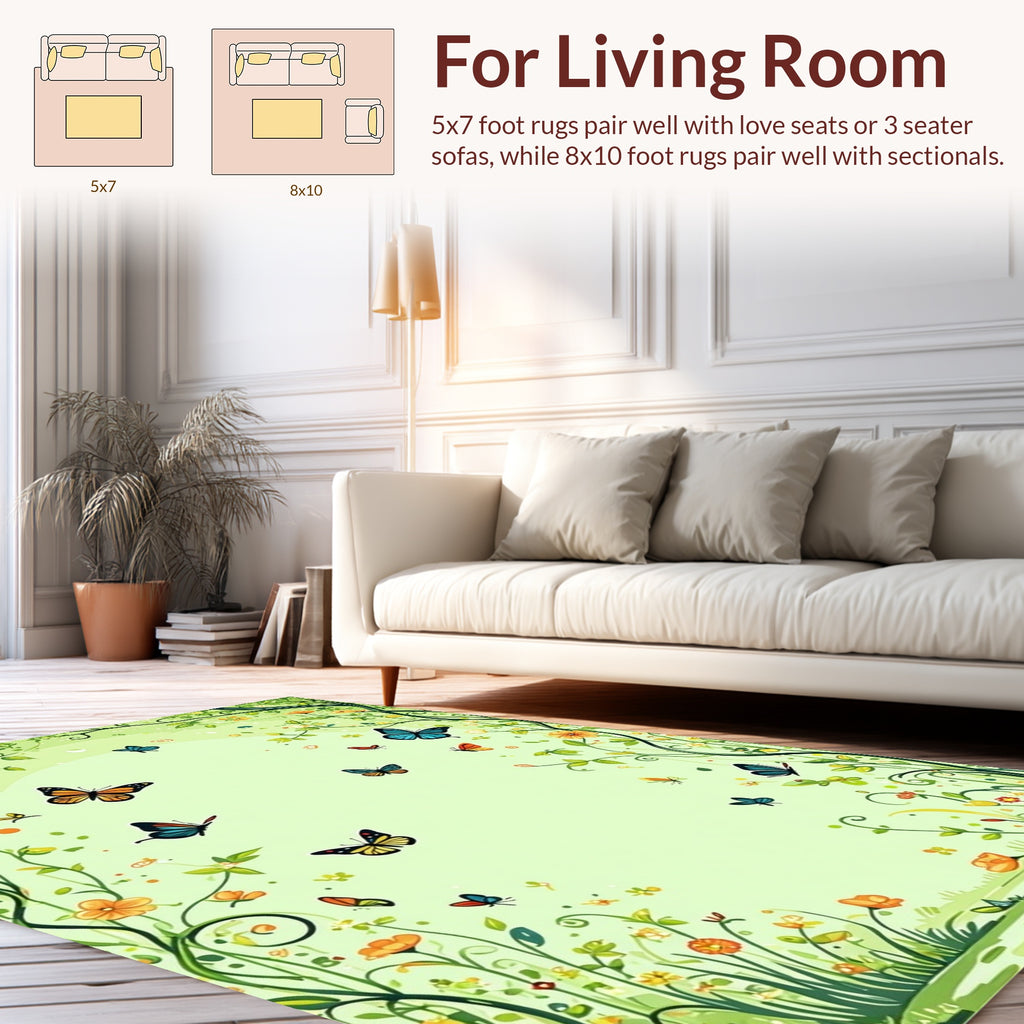 Whimsical Butterfly and Floral Garden Rug