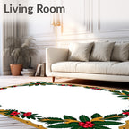Golden Holly berry Festive Border Rug