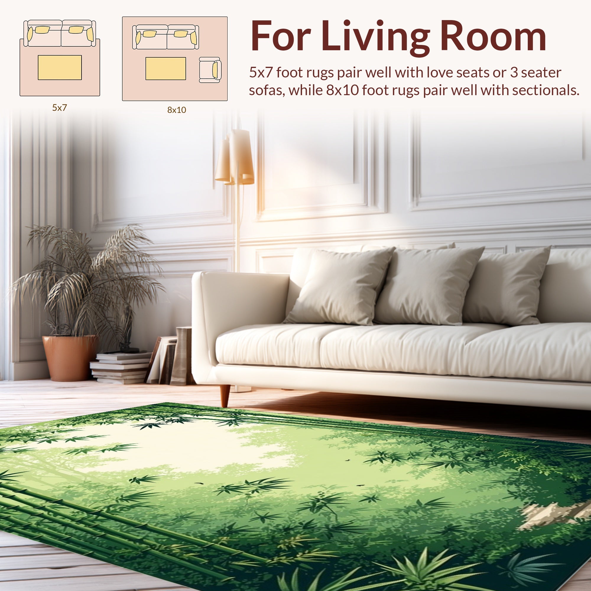 Misty Bamboo Forest Path Rug