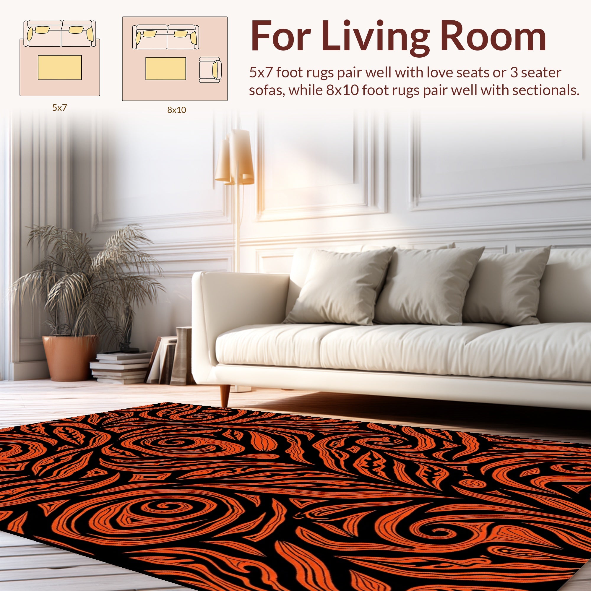 Dynamic Orange Swirl Abstract Pattern Rug