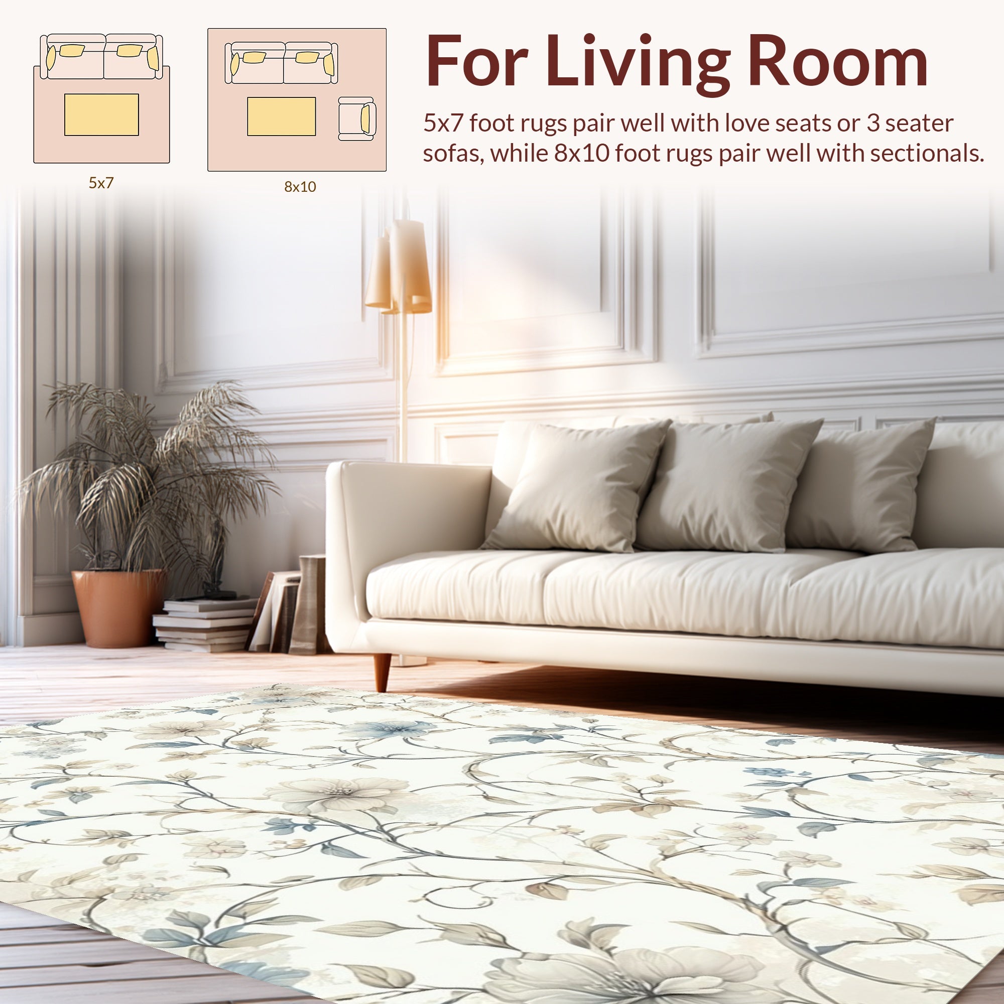 Vintage Floral Vine Pattern Rug