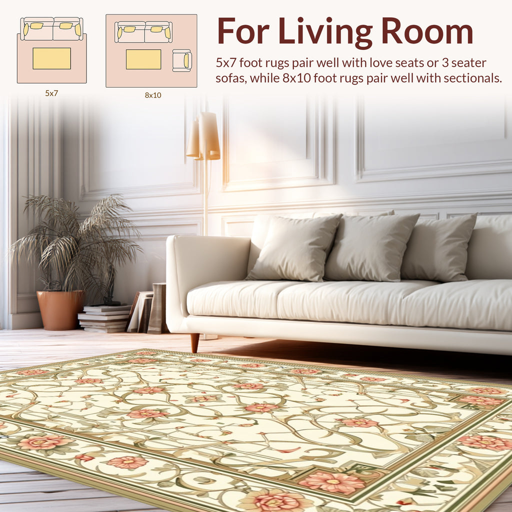 Floral Lattice Inlaid Elegant Pattern Rug