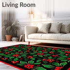 Festive Red Berry Floral Garland Rug