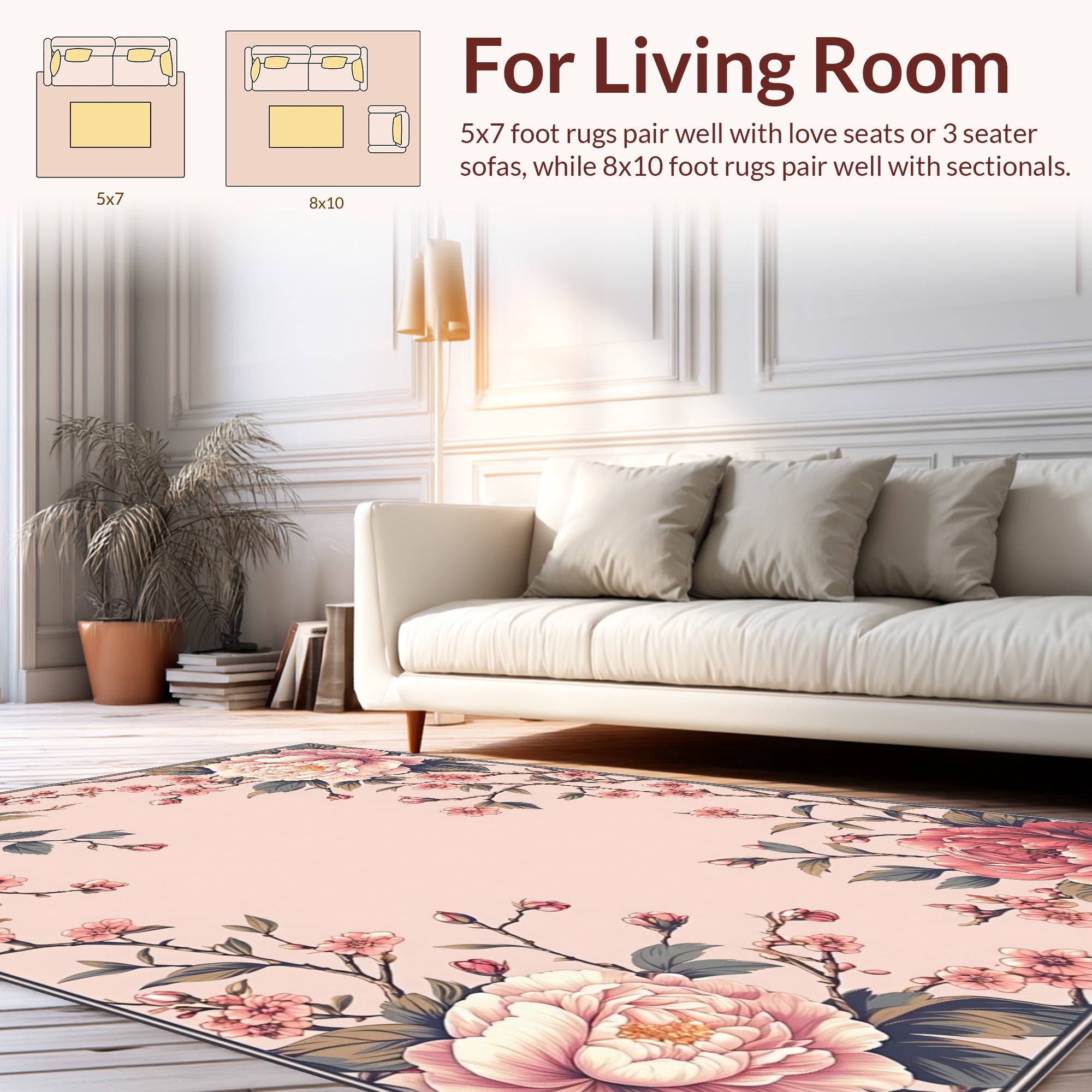 Floral Branches Delicate Pink Rug