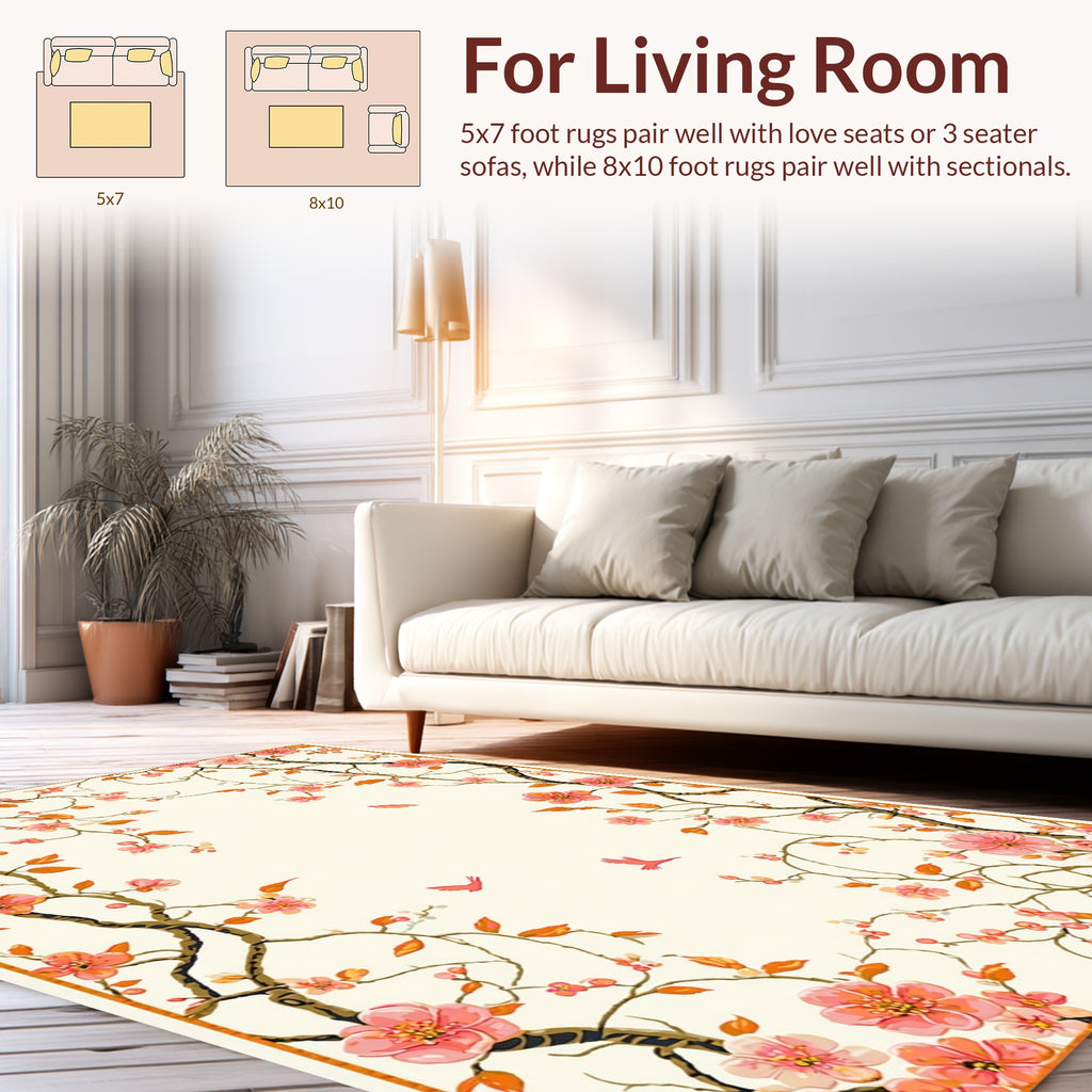 Pink Floral Branch Artistry Rug