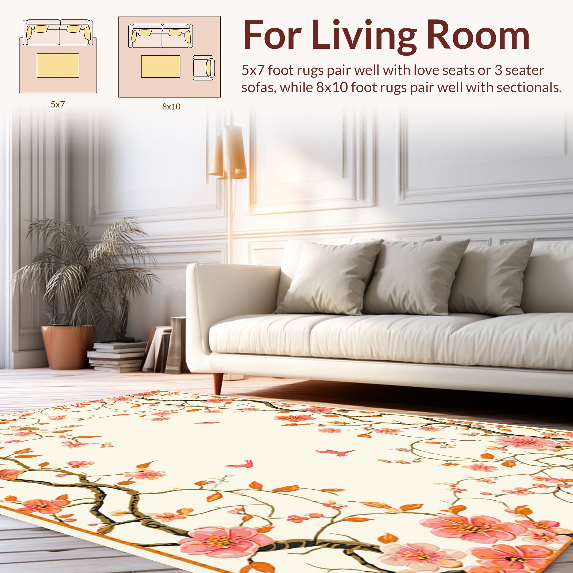 Pink Floral Branch Artistry Rug