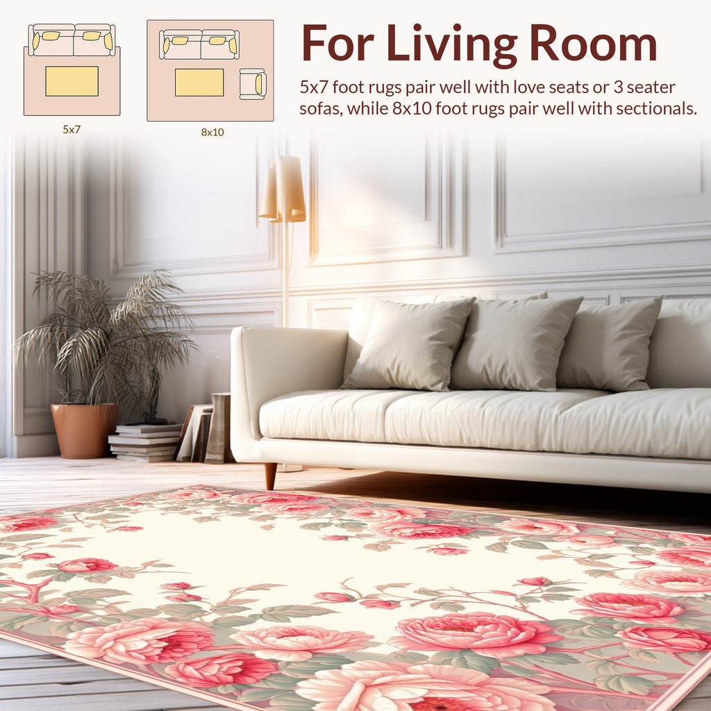 Vintage Pink Floral Branches Rug