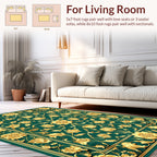 Ornate Floral Emerald Gold Rug