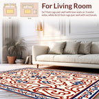 Elegant Red Blue Floral Scroll Rug