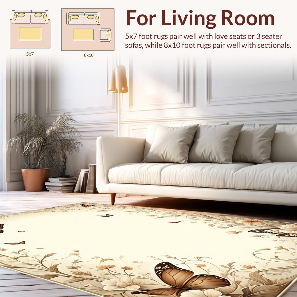 Vintage Floral Butterfly Art Rug