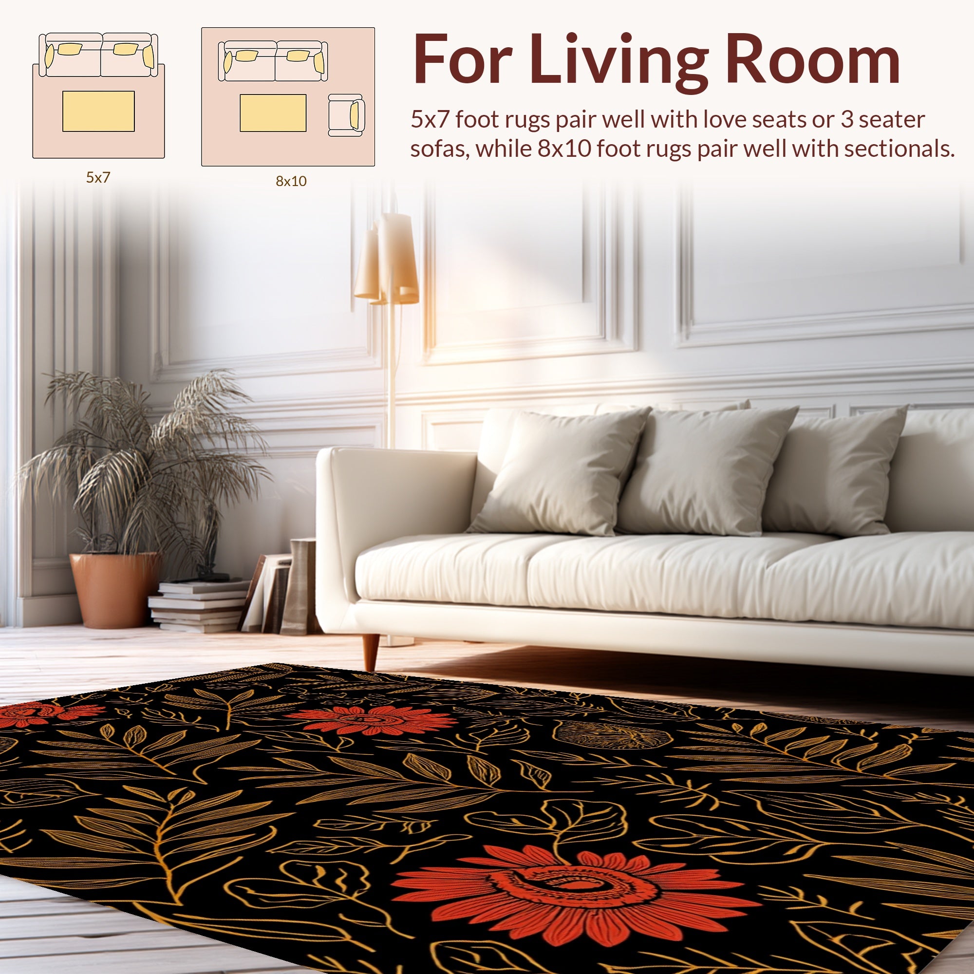 Floral Botanic Line Art Rug