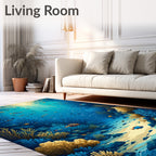 Underwater Coral Garden Fish Scene Rug