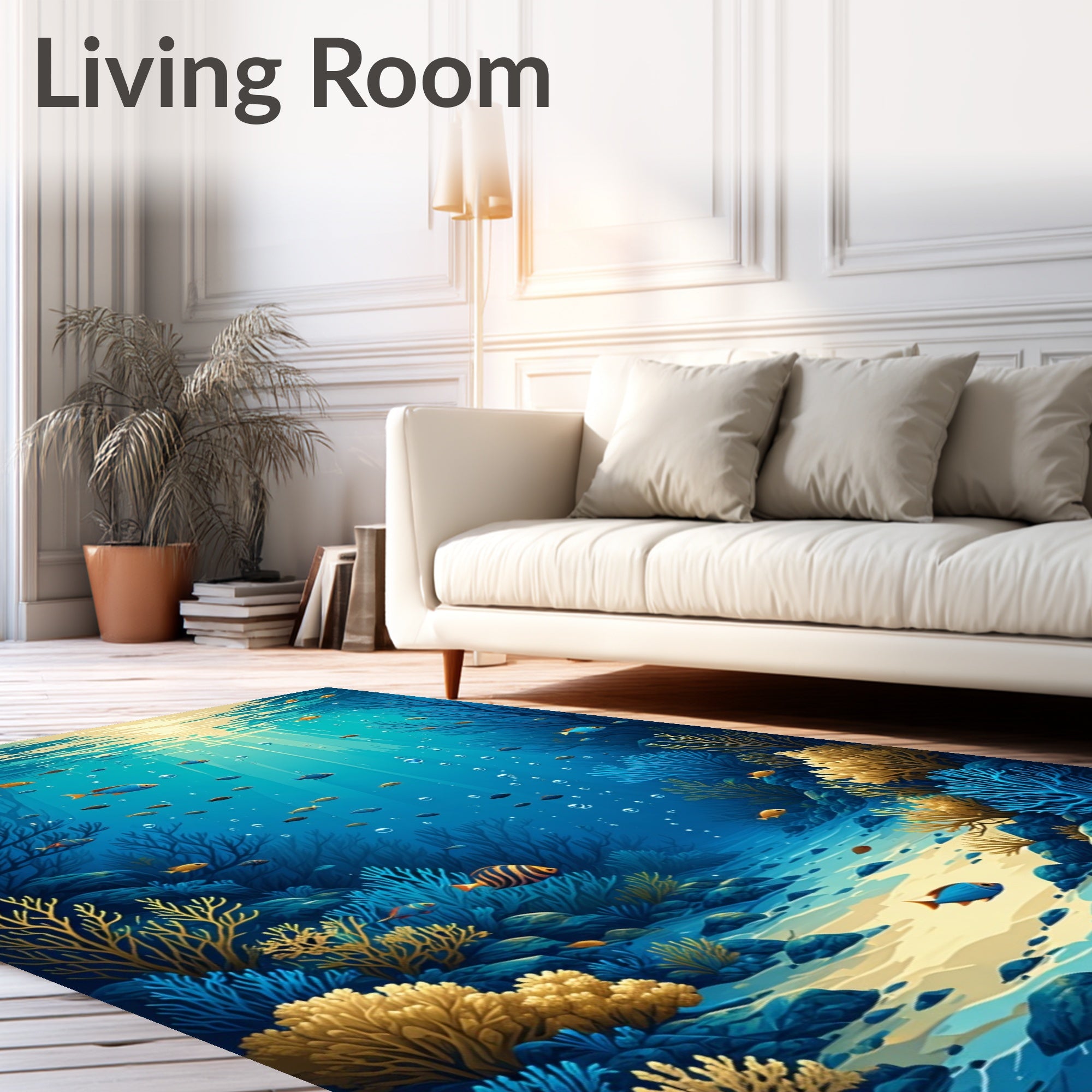 Underwater Coral Garden Fish Scene Rug