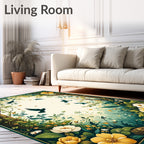 Enchanted Forest Birds Flowers Rug