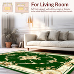 Emerald Green Floral Scroll Pattern Rug