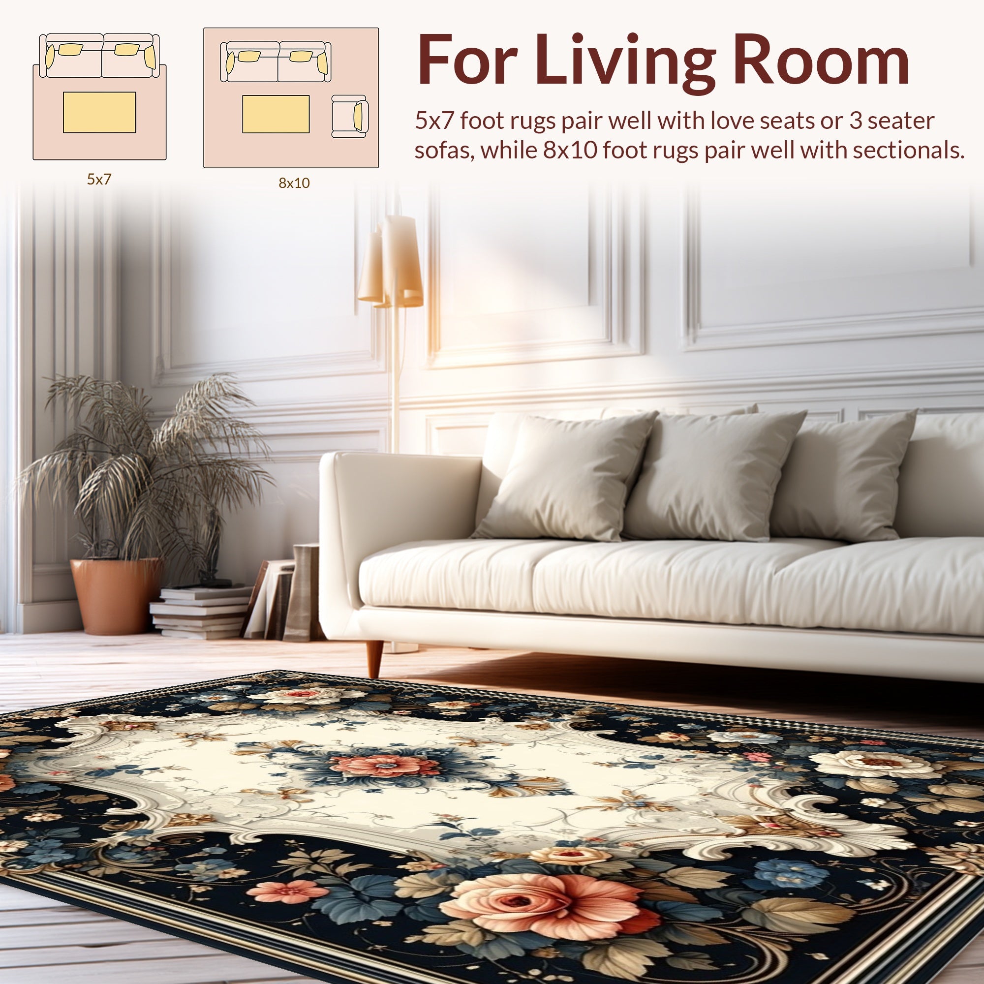 Antique Floral Frame Pattern Rug