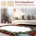 Festive Red White Snowflakes Border Rug