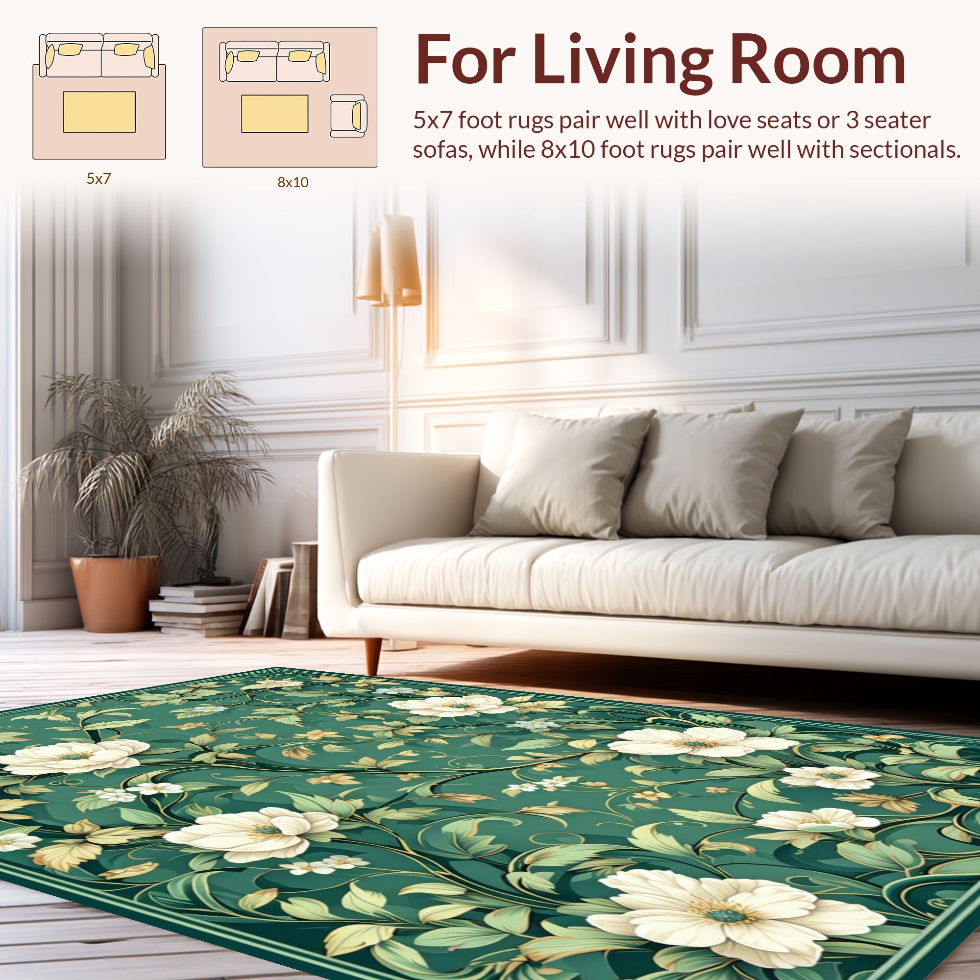 Classic Floral Vine Leaf Pattern Rug