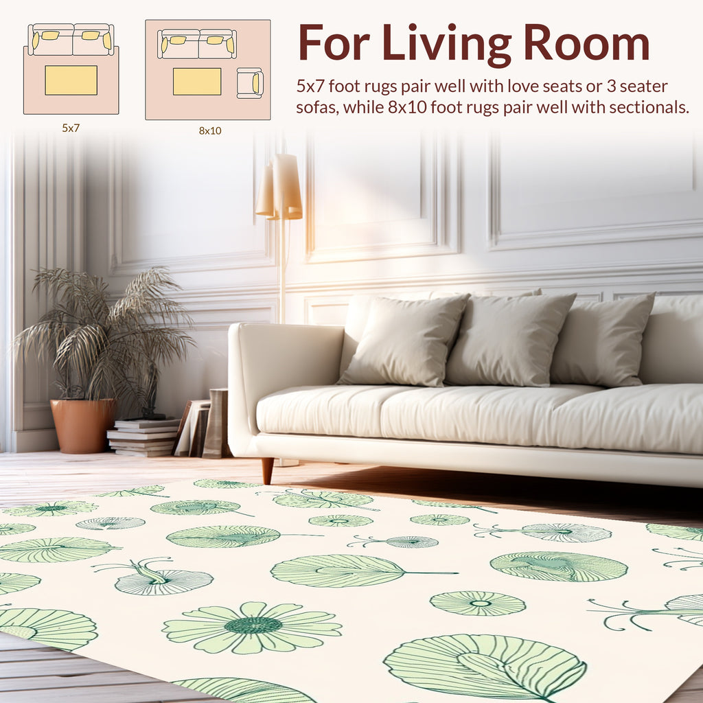 Delicate Floral Swirls Pattern Rug