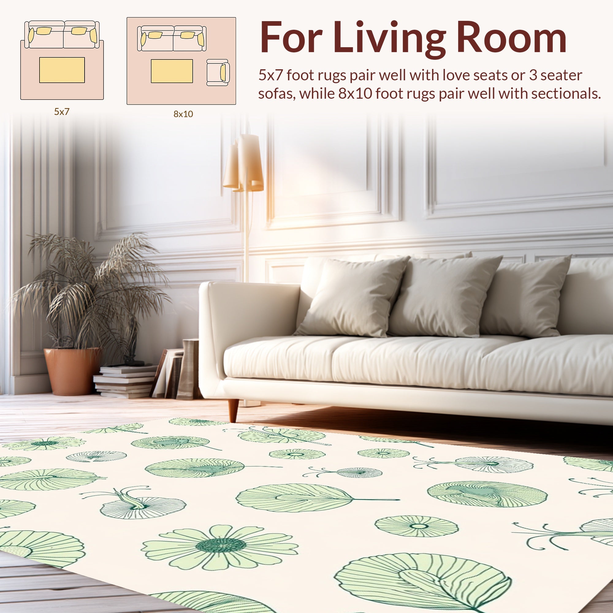 Delicate Floral Swirls Pattern Rug