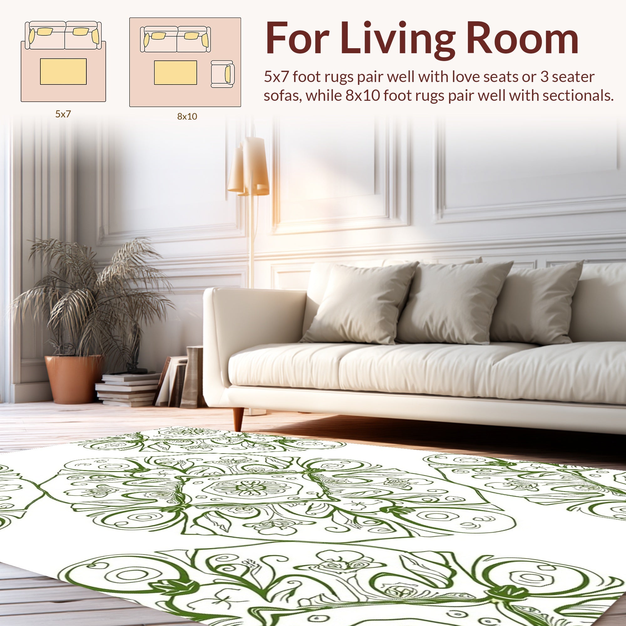 Elegant Floral Mandala Pattern Design Rug