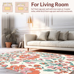 Coral Pink Floral Vine Pattern Rug