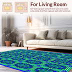 Bold Geometric Blue Green Medallion Design Rug