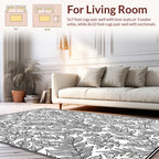 Classic Leaf Pattern Monochrome Rug
