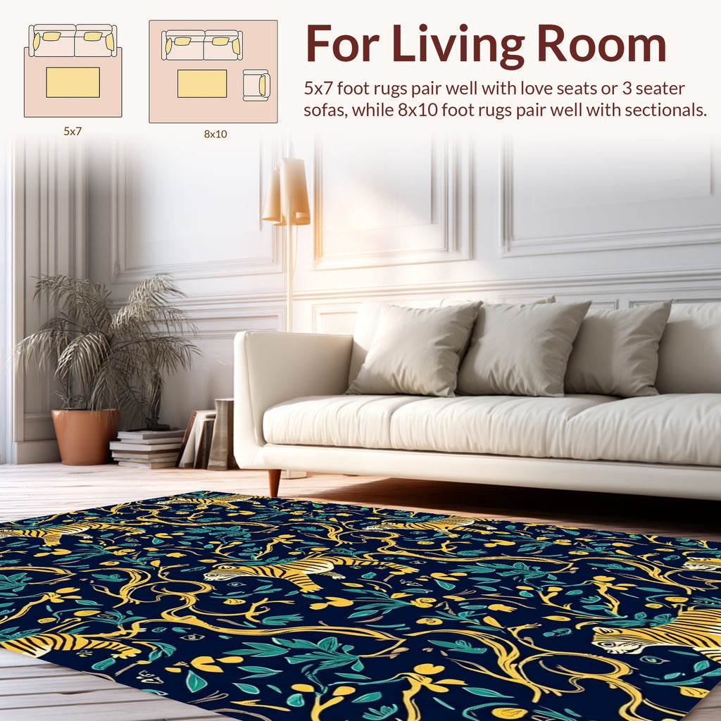 Golden Tiger Floral Vines Rug