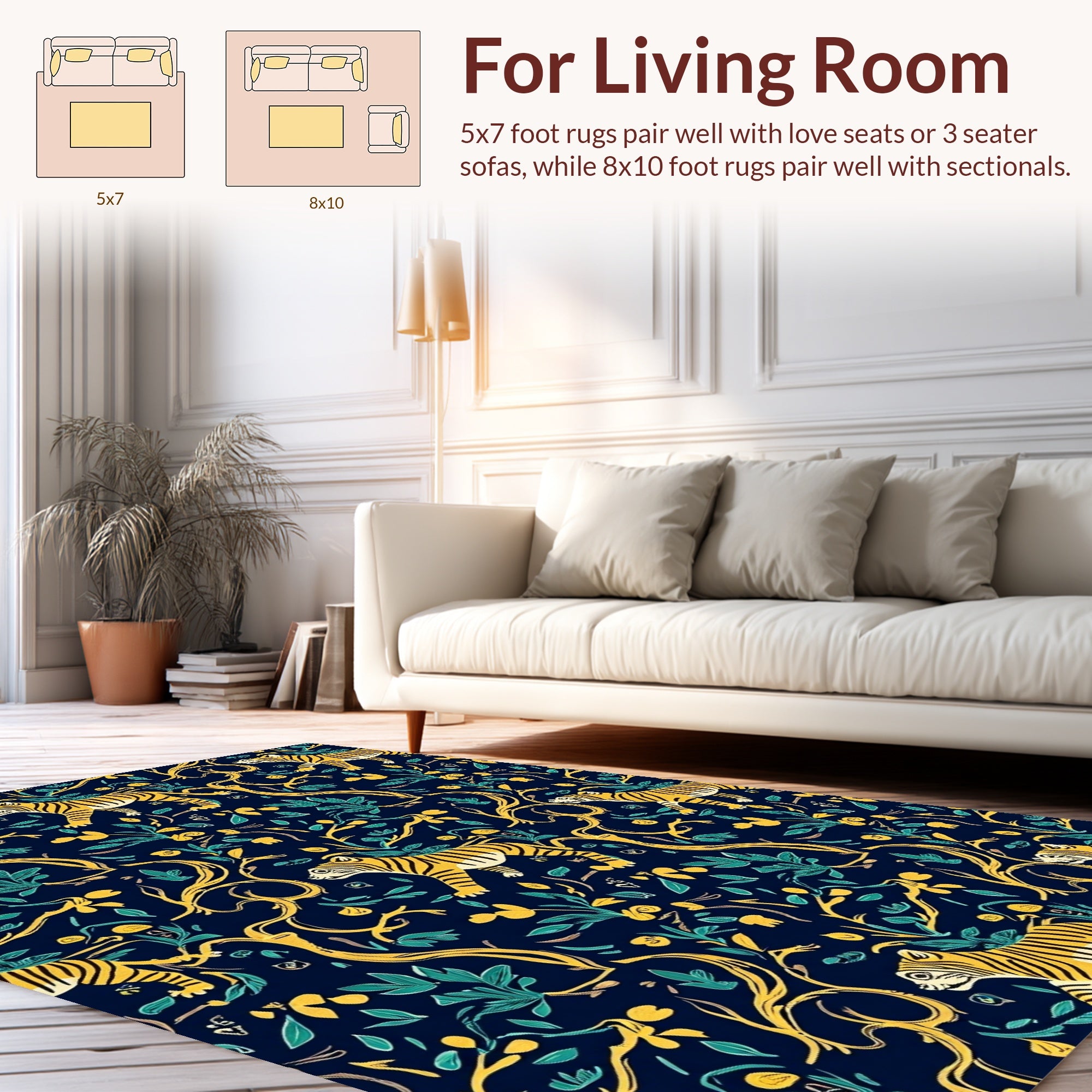 Golden Tiger Floral Vines Rug