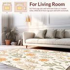 Botanical Leaf and Flower Pattern Rug