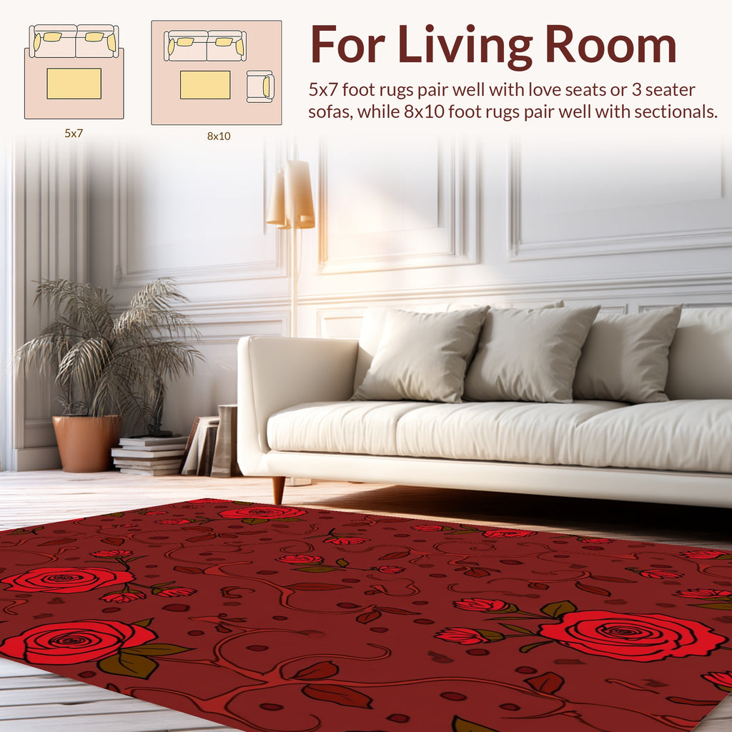 Vibrant Rose Vine Pattern Rug
