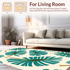 Teal Fan Leaf Pattern Rug