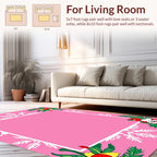 Whimsical Santa Snowflake Pink Rug