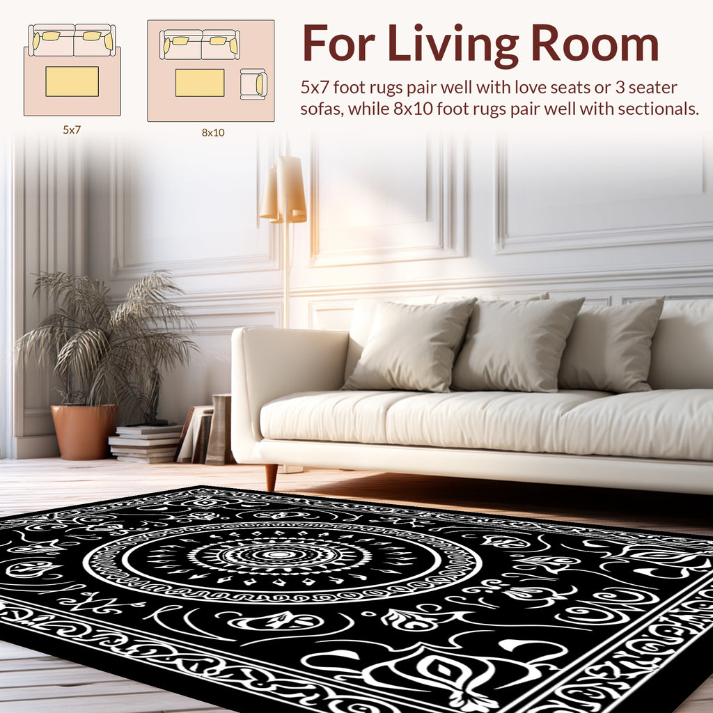 Intricate Mandala Pattern Floral Design Rug