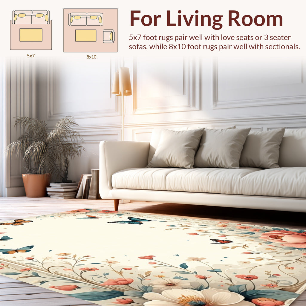 Blooming Butterflies and Floral Elegance Rug