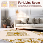 Golden Sunburst Mandala Pattern Rug