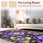 Bold Floral Purple Lime Green Pattern Rug