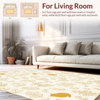 Golden Floral Cat Pattern Rug