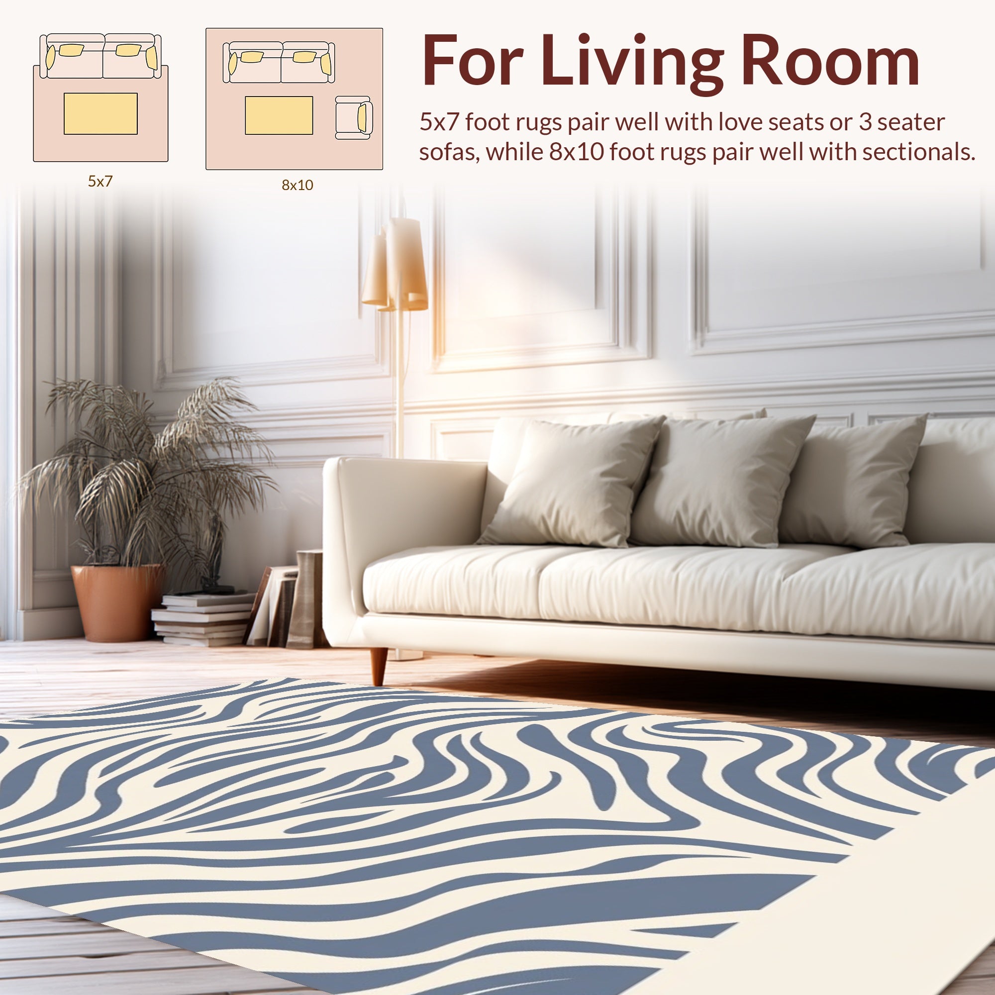 Wavy Blue Stripes Pattern Rug