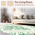Green Botanical Diamond Pattern Rug