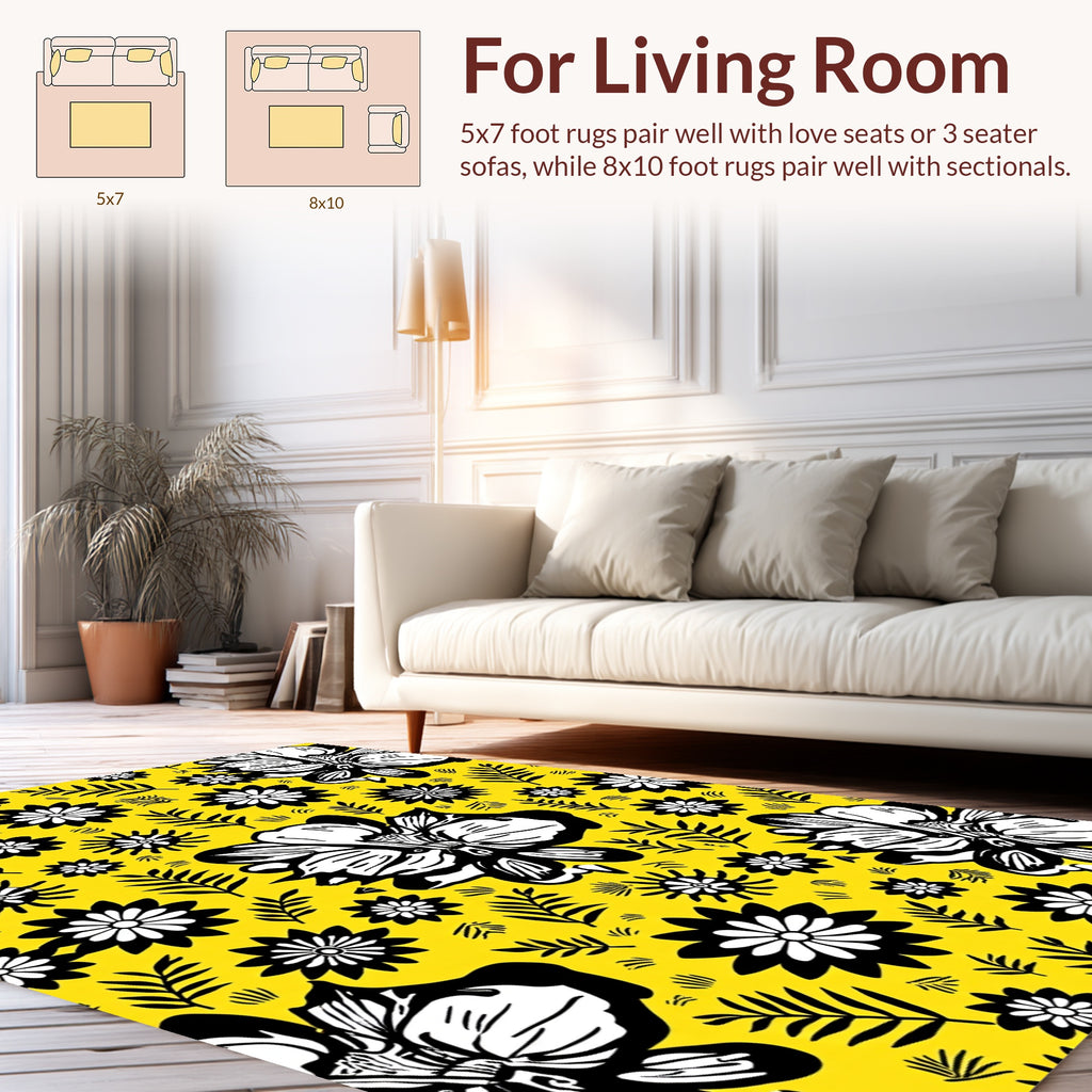 Bold Blossom and Leaf Pattern Rug