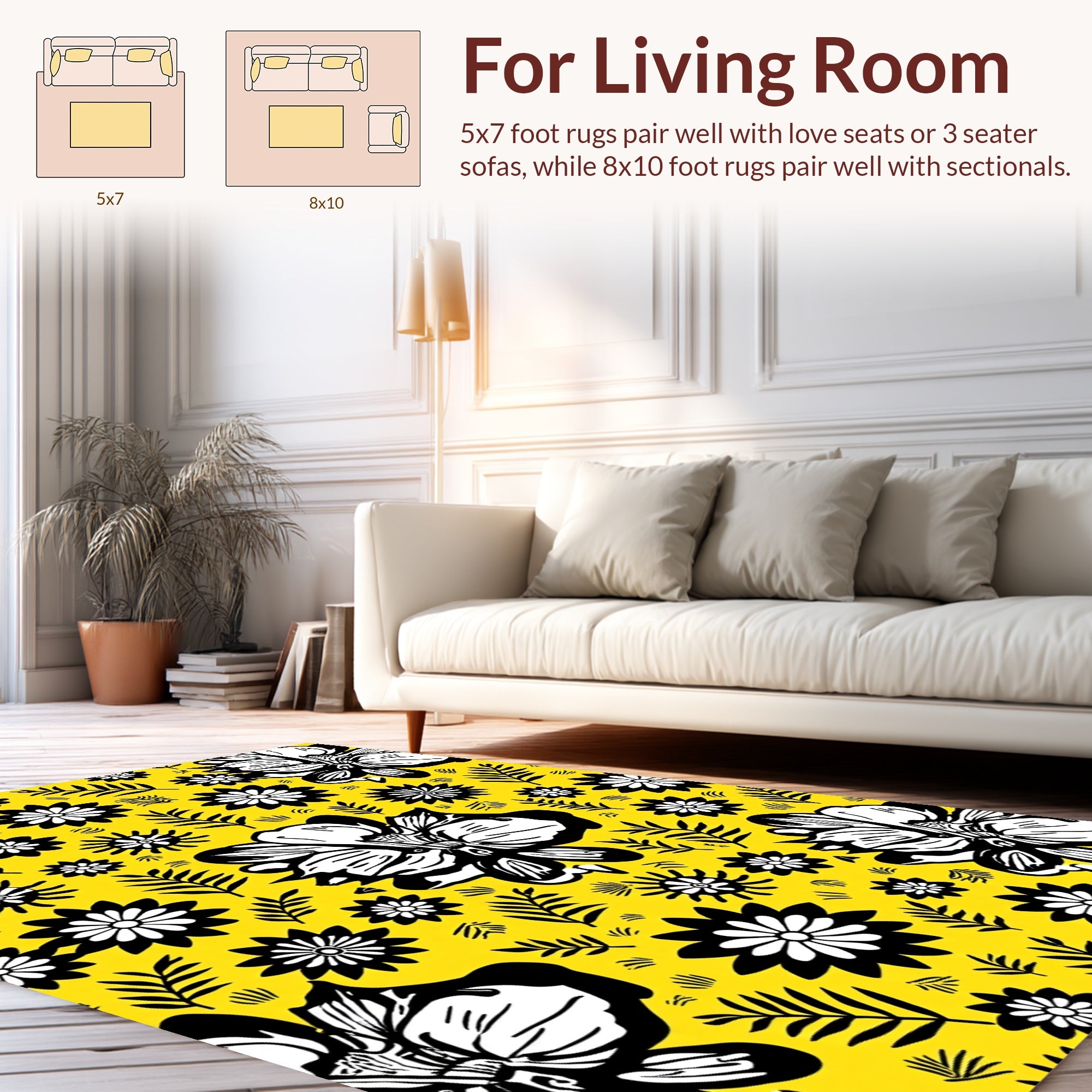 Bold Blossom and Leaf Pattern Rug