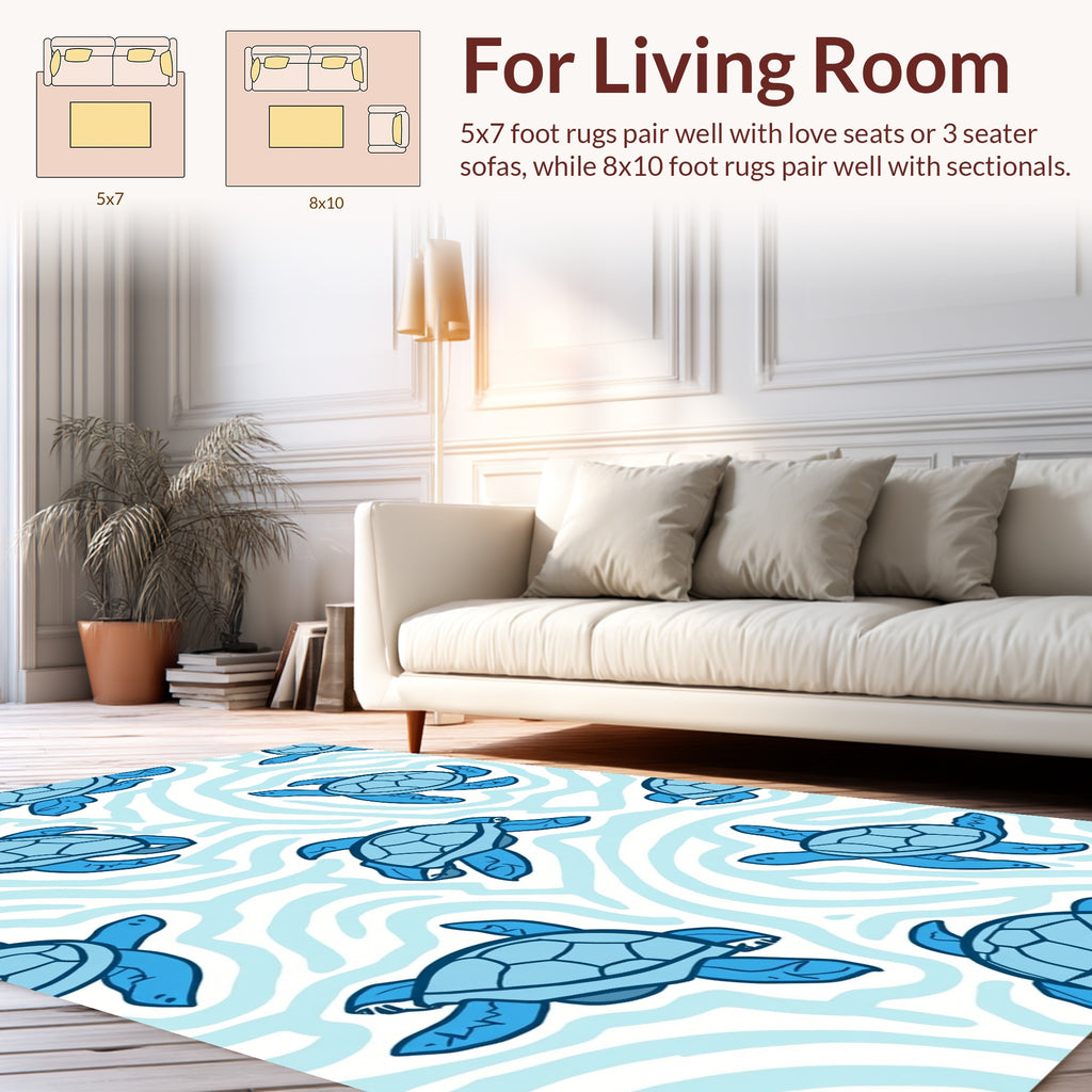 Blue Turtle Wavy Pattern Rug