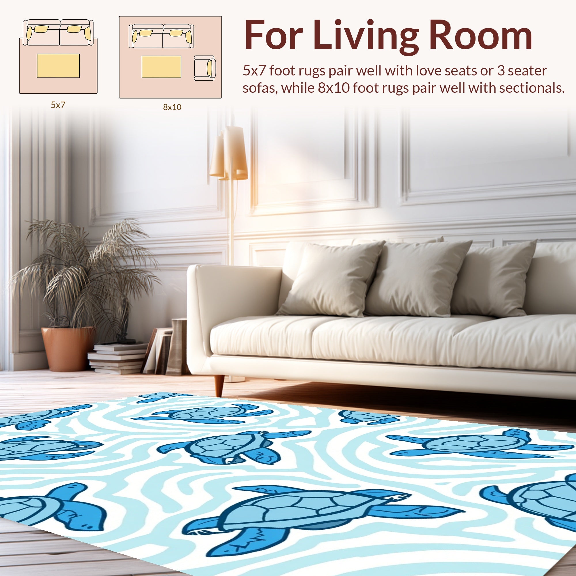 Blue Turtle Wavy Pattern Rug
