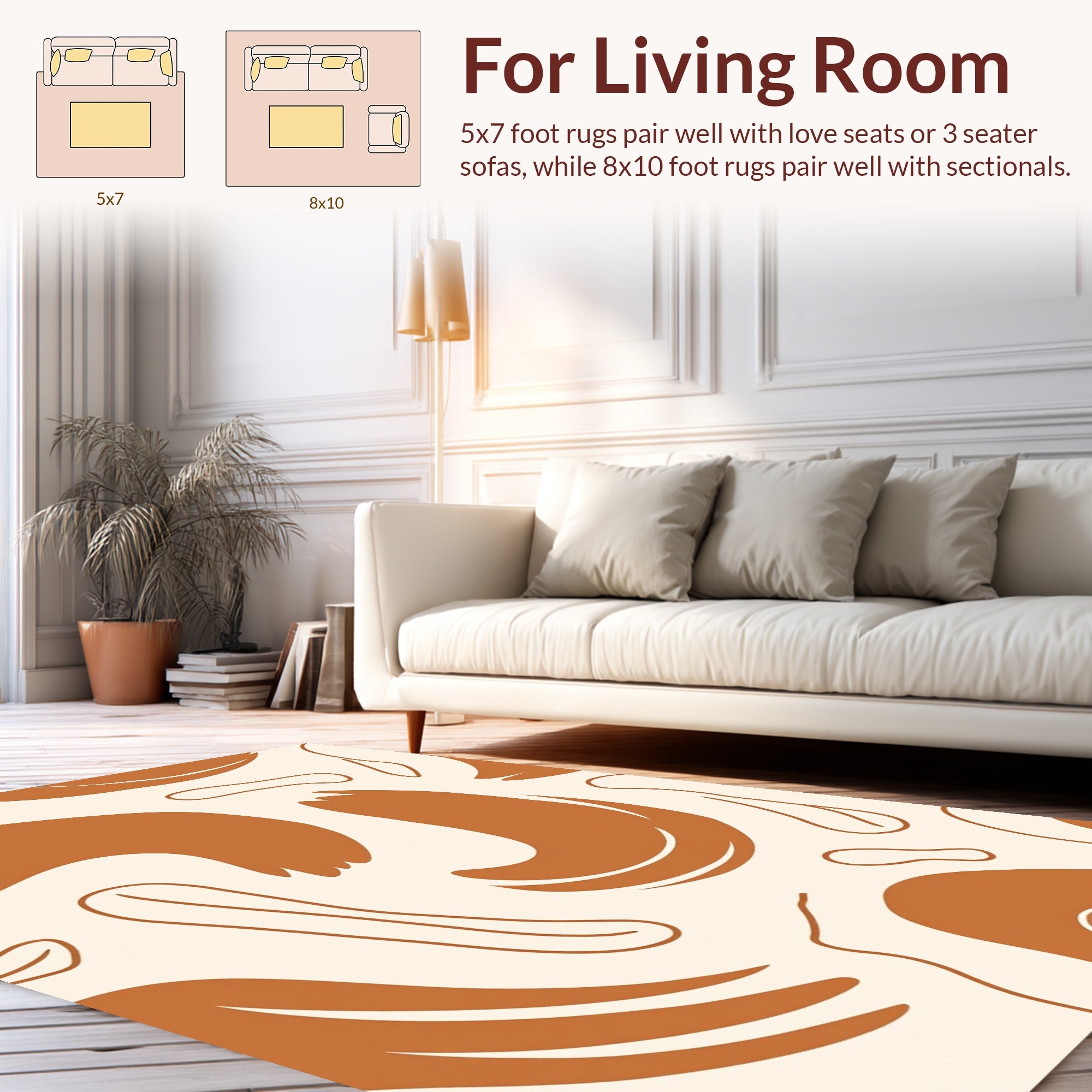 Abstract Wavy Organic Shapes Rug