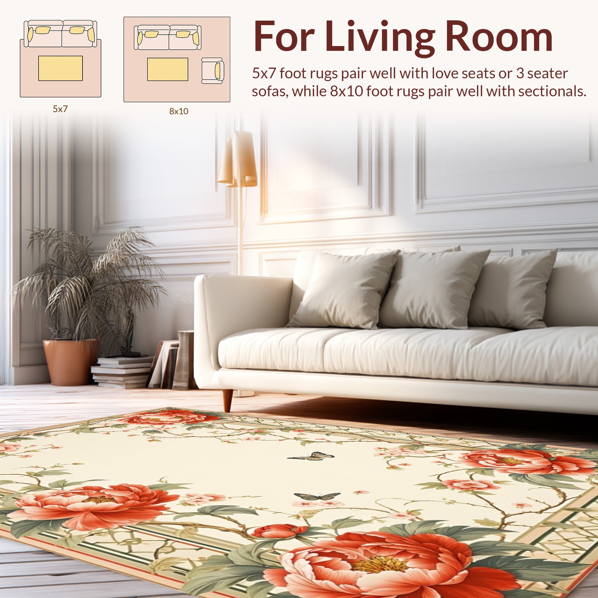 Vintage Botanical Peony Garden Rug