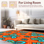 Blue Butterflies Flowers Pattern Rug