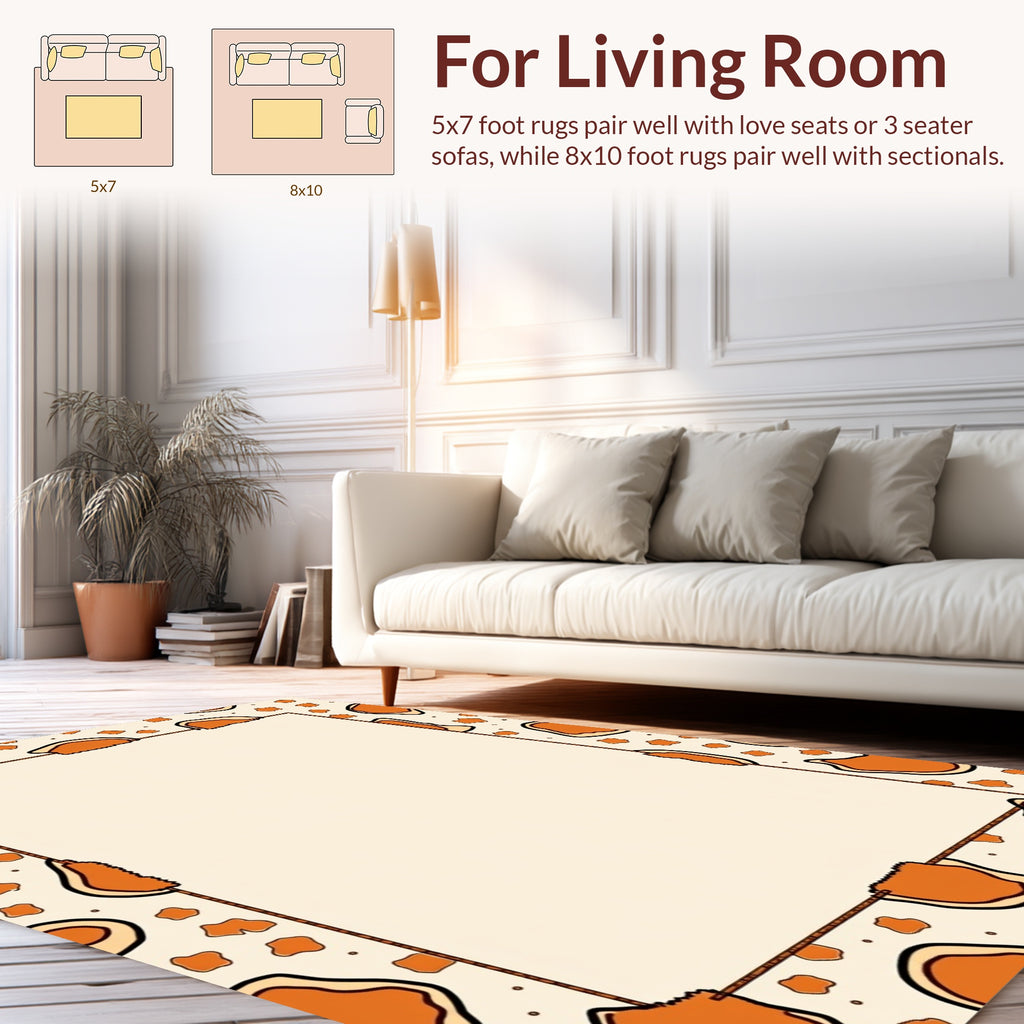 Warm Orange Abstract Blob Pattern Rug