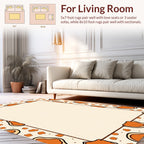Warm Orange Abstract Blob Pattern Rug